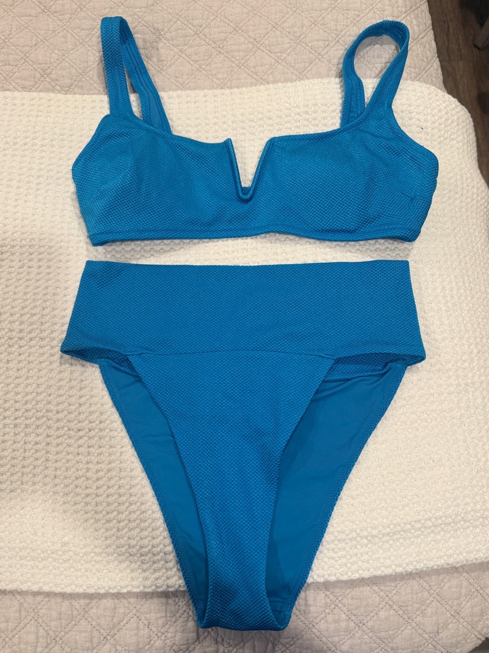 aerie Bright Blue Textured Bikini Top